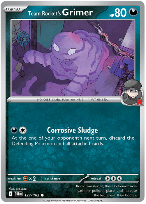 Team Rocket's Grimer 123/182 Common Pokemon Card (Scarlet & Violet Destined Rivals)