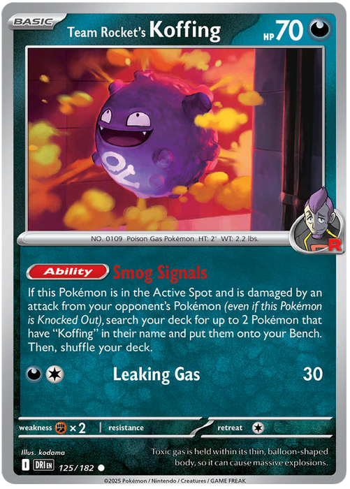 Team Rocket's Koffing 125/182 Common Pokemon Card (Scarlet & Violet Destined Rivals)