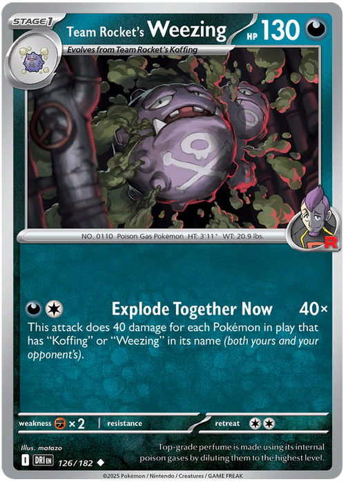 Team Rocket's Weezing 126/182 Uncommon Pokemon Card (Scarlet & Violet Destined Rivals)