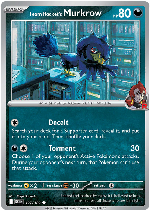 Team Rocket's Murkrow 127/182 Uncommon Pokemon Card (Scarlet & Violet Destined Rivals)