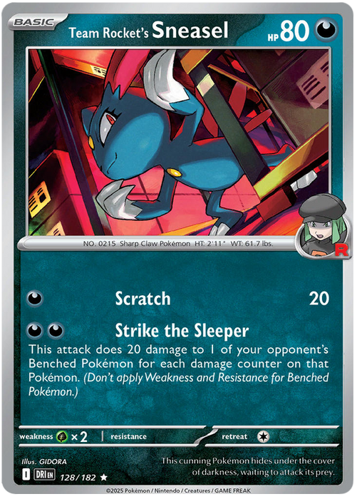 Team Rocket's Sneasel 128/182 Rare Pokemon Card (Scarlet & Violet Destined Rivals)