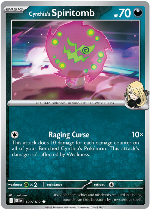 Cynthia's Spiritomb 129/182 Uncommon Pokemon Card (Scarlet & Violet Destined Rivals)