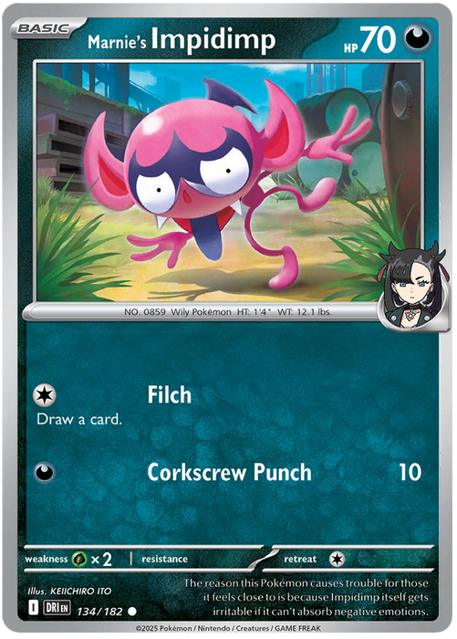 Marnie's Impidimp 134/182 Common Pokemon Card (Scarlet & Violet Destined Rivals)