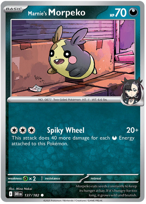 Marnie's Morpeko 137/182 Common Pokemon Card (Scarlet & Violet Destined Rivals)