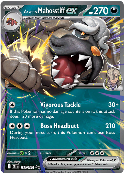 Arven's Mabosstiff ex 139/182 Double Rare Pokemon Card (Scarlet & Violet Destined Rivals)