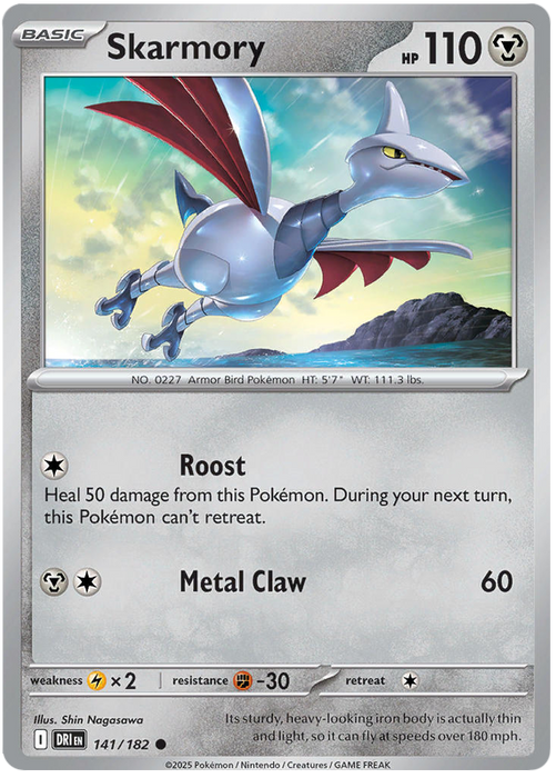 Skarmory 141/182 Common Pokemon Card (Scarlet & Violet Destined Rivals)