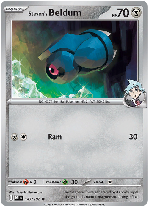 Steven's Beldum 143/182 Common Pokemon Card (Scarlet & Violet Destined Rivals)