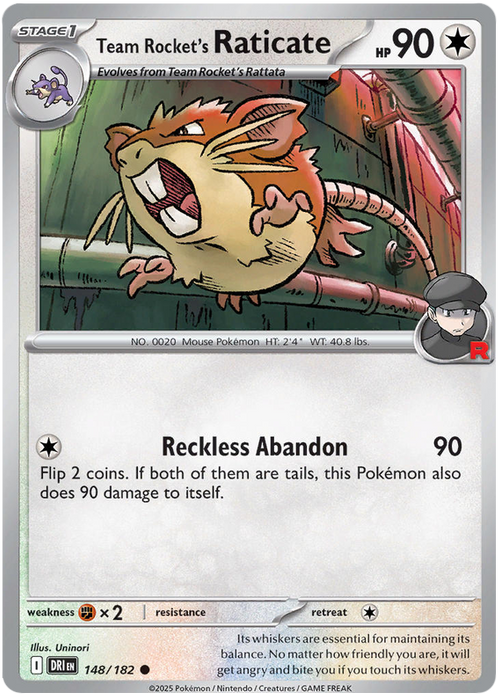 Team Rocket's Raticate 148/182 Common Pokemon Card (Scarlet & Violet Destined Rivals)