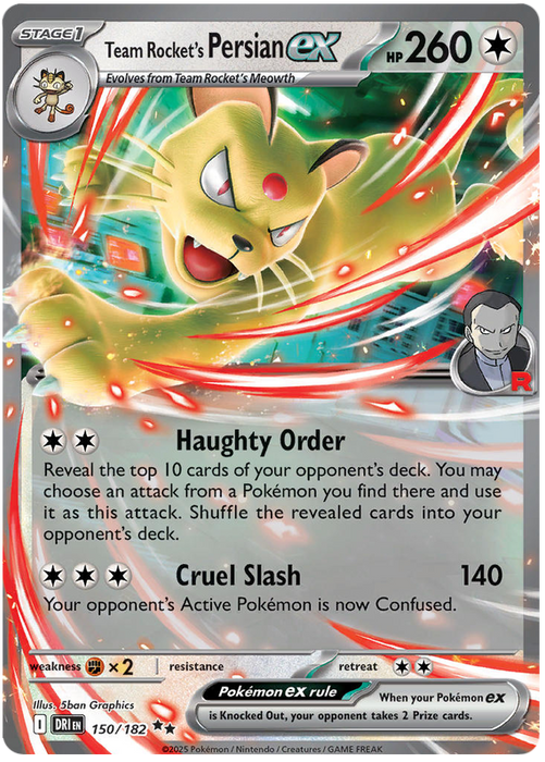 Team Rocket's Persian ex 150/182 Double Rare Pokemon Card (Scarlet & Violet Destined Rivals)