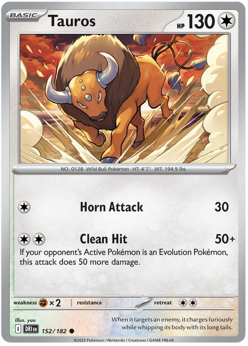 Tauros 152/182 Common Pokemon Card (Scarlet & Violet Destined Rivals)