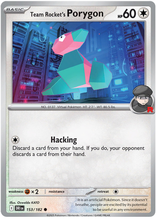 Team Rocket's Porygon 153/182 Common Pokemon Card (Scarlet & Violet Destined Rivals)