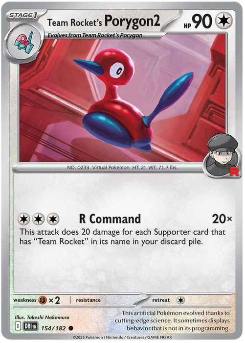 Team Rocket's Porygon2 154/182 Common Pokemon Card (Scarlet & Violet Destined Rivals)