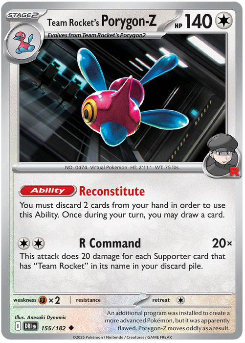 Team Rocket's Porygon-Z 155/182 Uncommon Pokemon Card (Scarlet & Violet Destined Rivals)