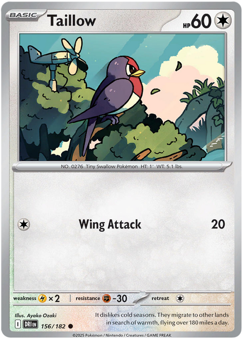 Taillow 156/182 Common Pokemon Card (Scarlet & Violet Destined Rivals)