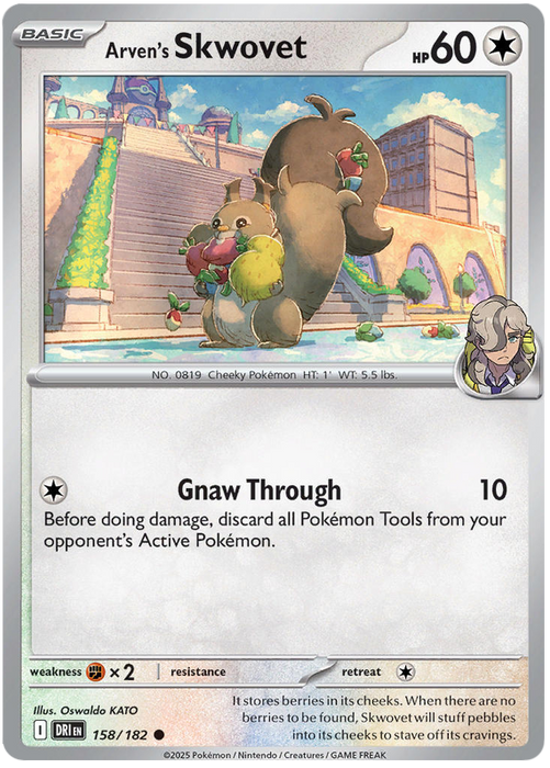 Arven's Skwovet 158/182 Common Pokemon Card (Scarlet & Violet Destined Rivals)