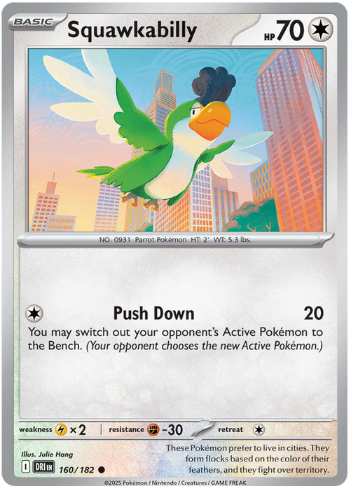 Squawkabilly 160/182 Common Pokemon Card (Scarlet & Violet Destined Rivals)