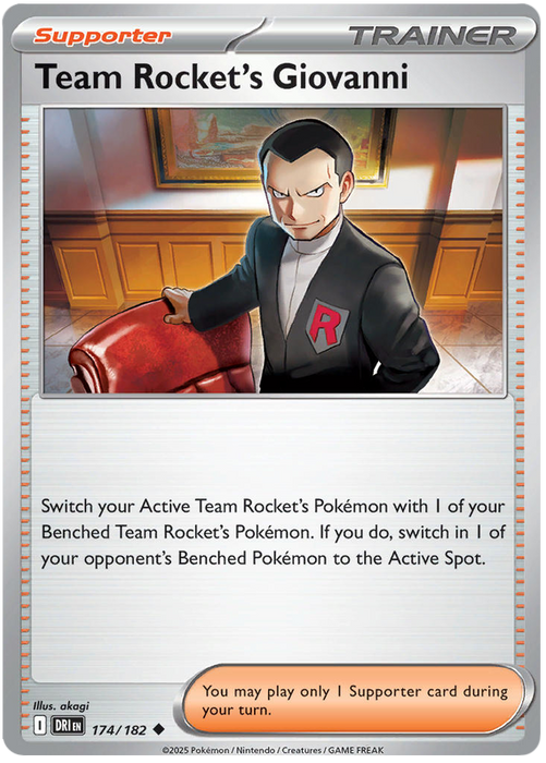 Team Rocket's Giovanni 174/182 Uncommon Pokemon Card (Scarlet & Violet Destined Rivals)