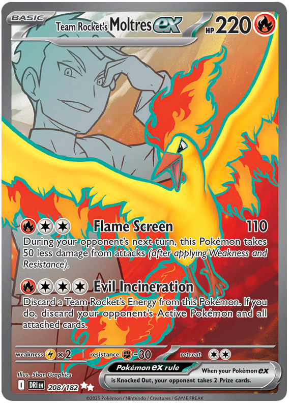 Team Rocket's Moltres ex 208/182 Ultra Rare Pokemon Card (Scarlet