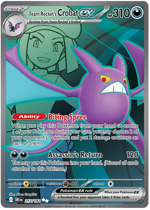 Team Rocket's Crobat ex 217/182 Ultra Rare Pokemon Card (Scarlet & Violet Destined Rivals)