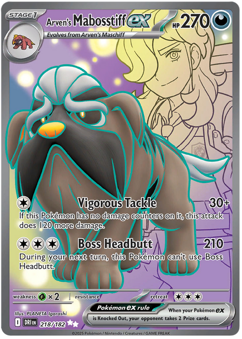 Arven's Mabosstiff ex 218/182 Ultra Rare Pokemon Card (Scarlet & Violet Destined Rivals)
