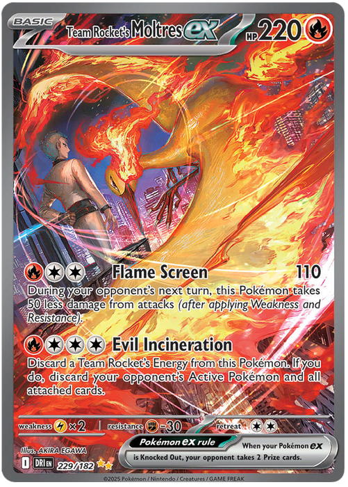 Team Rocket's Moltres ex 229/182 Special Illustration Rare Pokemon Card (Scarlet & Violet Destined Rivals)