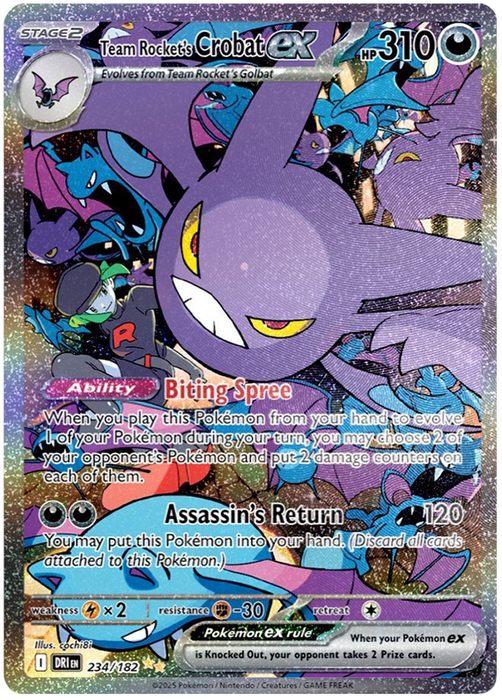 Team Rocket's Crobat ex 234/182 Special Illustration Rare Pokemon Card (Scarlet & Violet Destined Rivals)