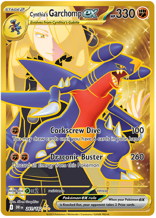 Cynthia's Garchomp ex 241/182 Hyper Rare Pokemon Card (Scarlet & Violet Destined Rivals)