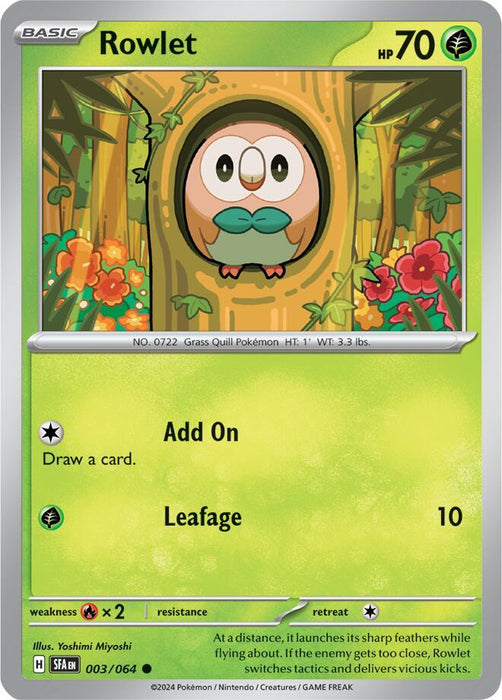 Rowlet 003/063  Common Pokemon Card (SV Shrouded Fable)