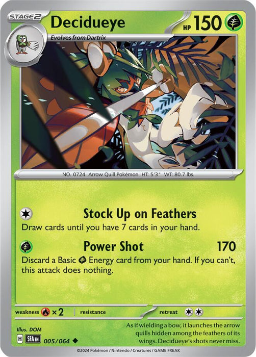 Decidueye 005/063  Uncommon Reverse Holo Pokemon Card (SV Shrouded Fable)