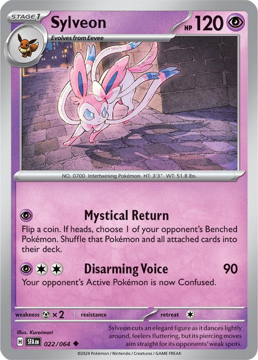 Sylveon 022/063  Uncommon Reverse Holo Pokemon Card (SV Shrouded Fable)