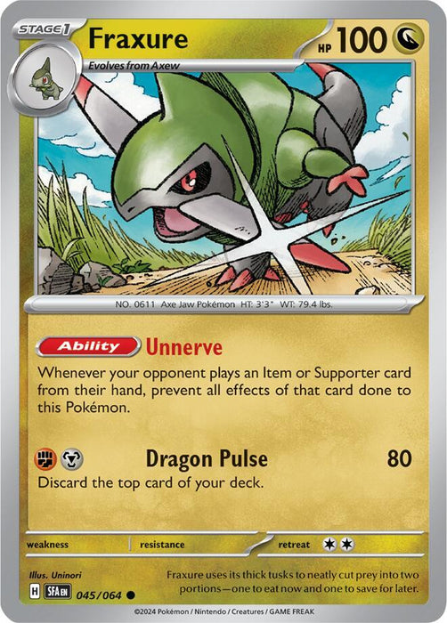 Fraxure 045/063  Common Pokemon Card (SV Shrouded Fable)