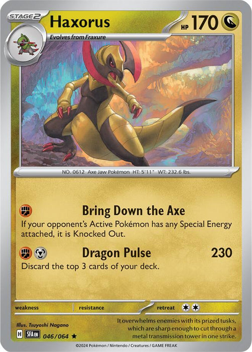 Haxorus 046/063  Rare Reverse Holo Pokemon Card (SV Shrouded Fable)