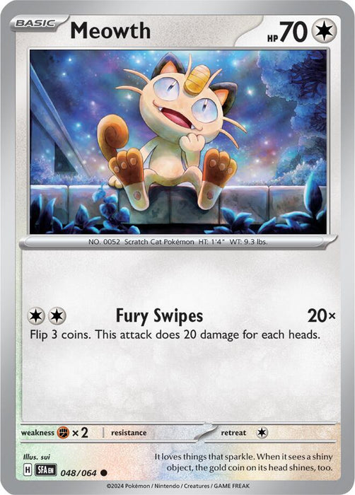 Meowth 048/063  Common Pokemon Card (SV Shrouded Fable)