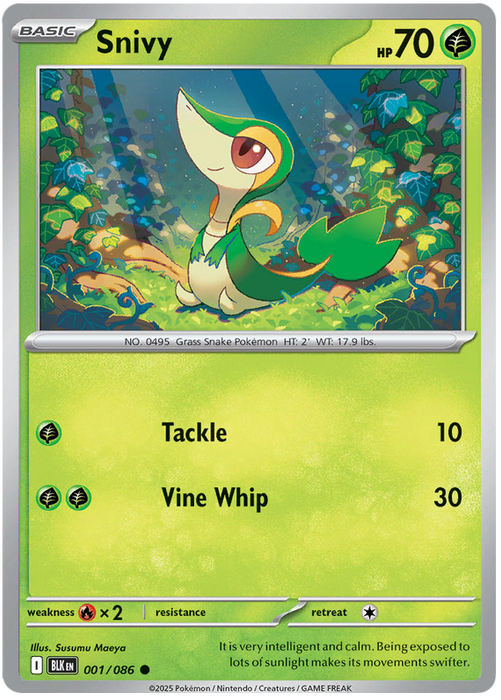 Snivy 001/086 Common Pokemon Card (Scarlet & Violet Black Bolt)