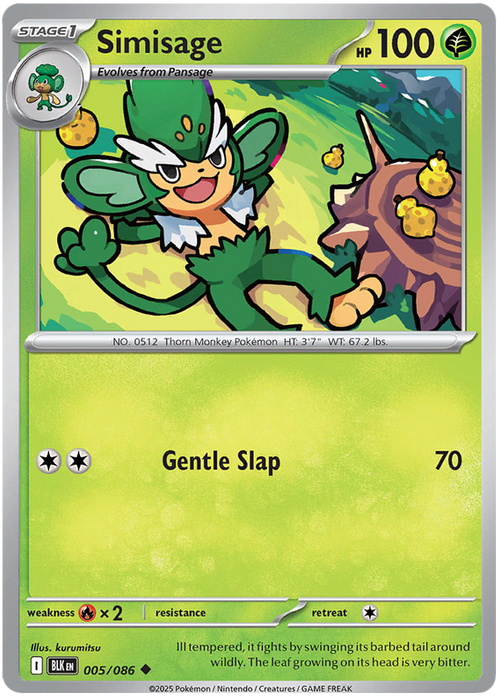 Simisage 005/086 Uncommon Pokemon Card (Scarlet & Violet Black Bolt)