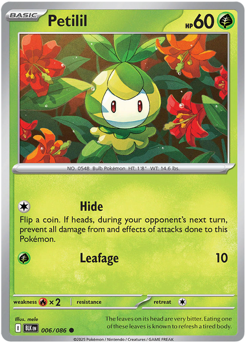 Petilil 006/086 Common Pokemon Card (Scarlet & Violet Black Bolt)