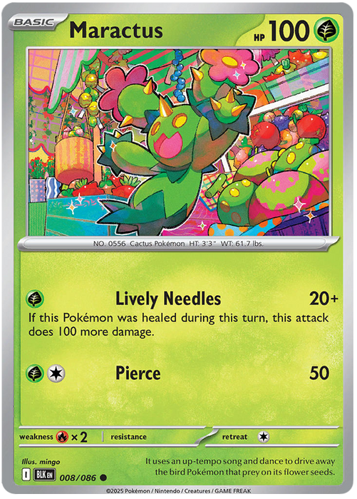 Maractus 008/086 Common Pokemon Card (Scarlet & Violet Black Bolt)