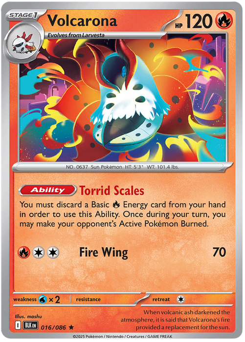 Volcarona 016/086 Rare Pokemon Card (Scarlet & Violet Black Bolt)