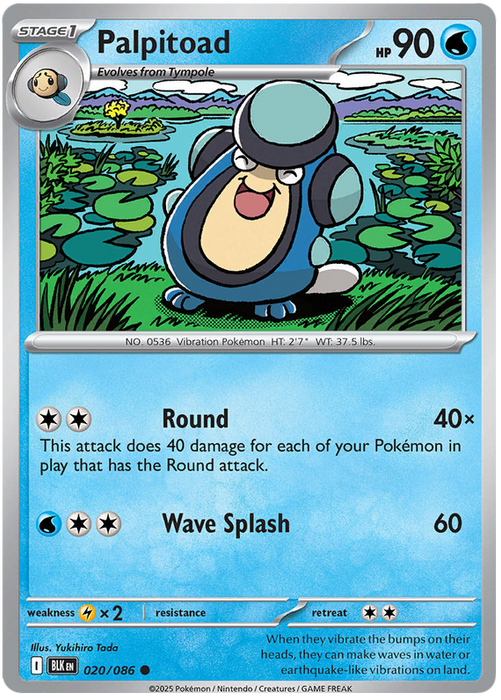 Palpitoad 020/086 Common Pokemon Card (Scarlet & Violet Black Bolt)