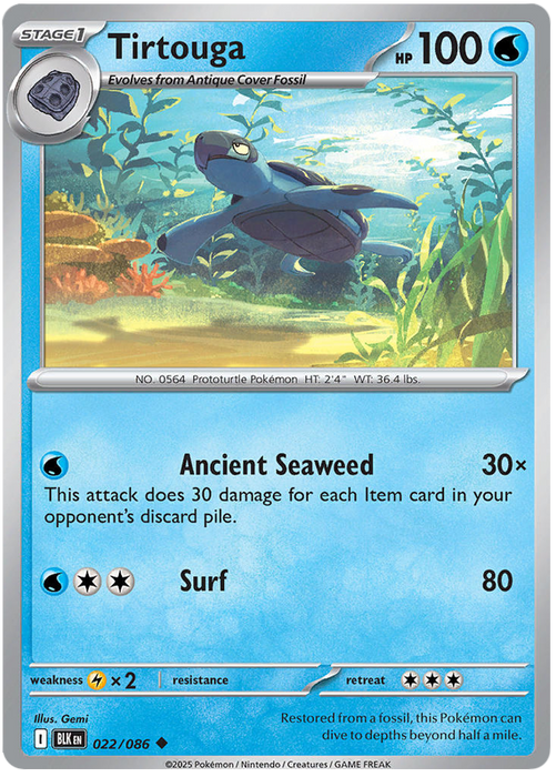 Tirtouga 022/086 Uncommon Pokemon Card (Scarlet & Violet Black Bolt)