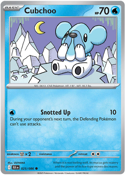 Cubchoo 025/086 Common Pokemon Card (Scarlet & Violet Black Bolt)