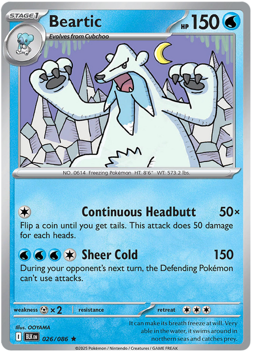 Beartic 026/086 Rare Pokemon Card (Scarlet & Violet Black Bolt)