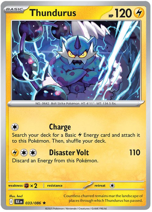 Thundurus 033/086 Rare Pokemon Card (Scarlet & Violet Black Bolt)