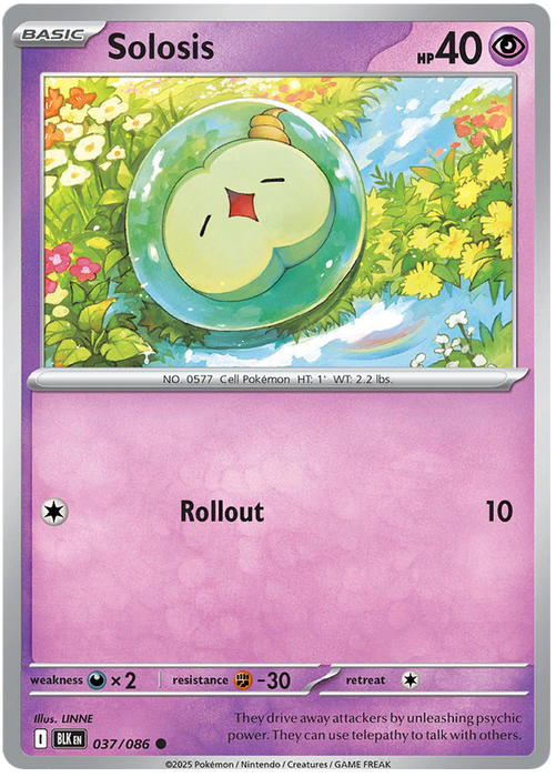 Solosis 037/086 Common Pokemon Card (Scarlet & Violet Black Bolt)