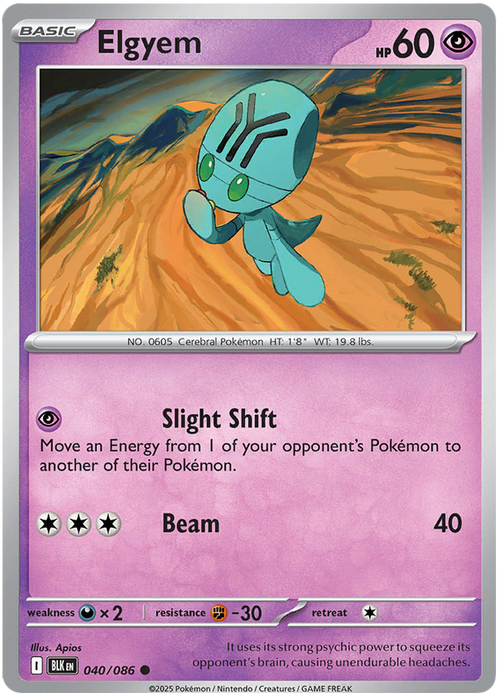 Elgyem 040/086 Common Pokemon Card (Scarlet & Violet Black Bolt)
