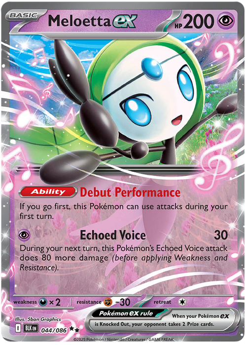 Meloetta ex 044/086 Double Rare Pokemon Card (Scarlet & Violet Black Bolt)
