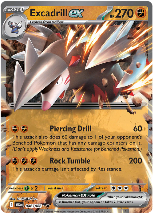 Excadrill ex 046/086 Double Rare Pokemon Card (Scarlet & Violet Black Bolt)