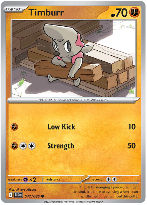 Timburr 047/086 Common Pokemon Card (Scarlet & Violet Black Bolt)