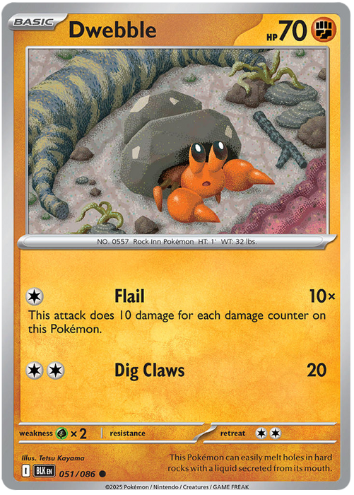 Dwebble 051/086 Common Pokemon Card (Scarlet & Violet Black Bolt)