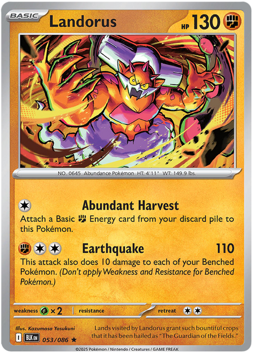 Landorus 053/086 Rare Pokemon Card (Scarlet & Violet Black Bolt)